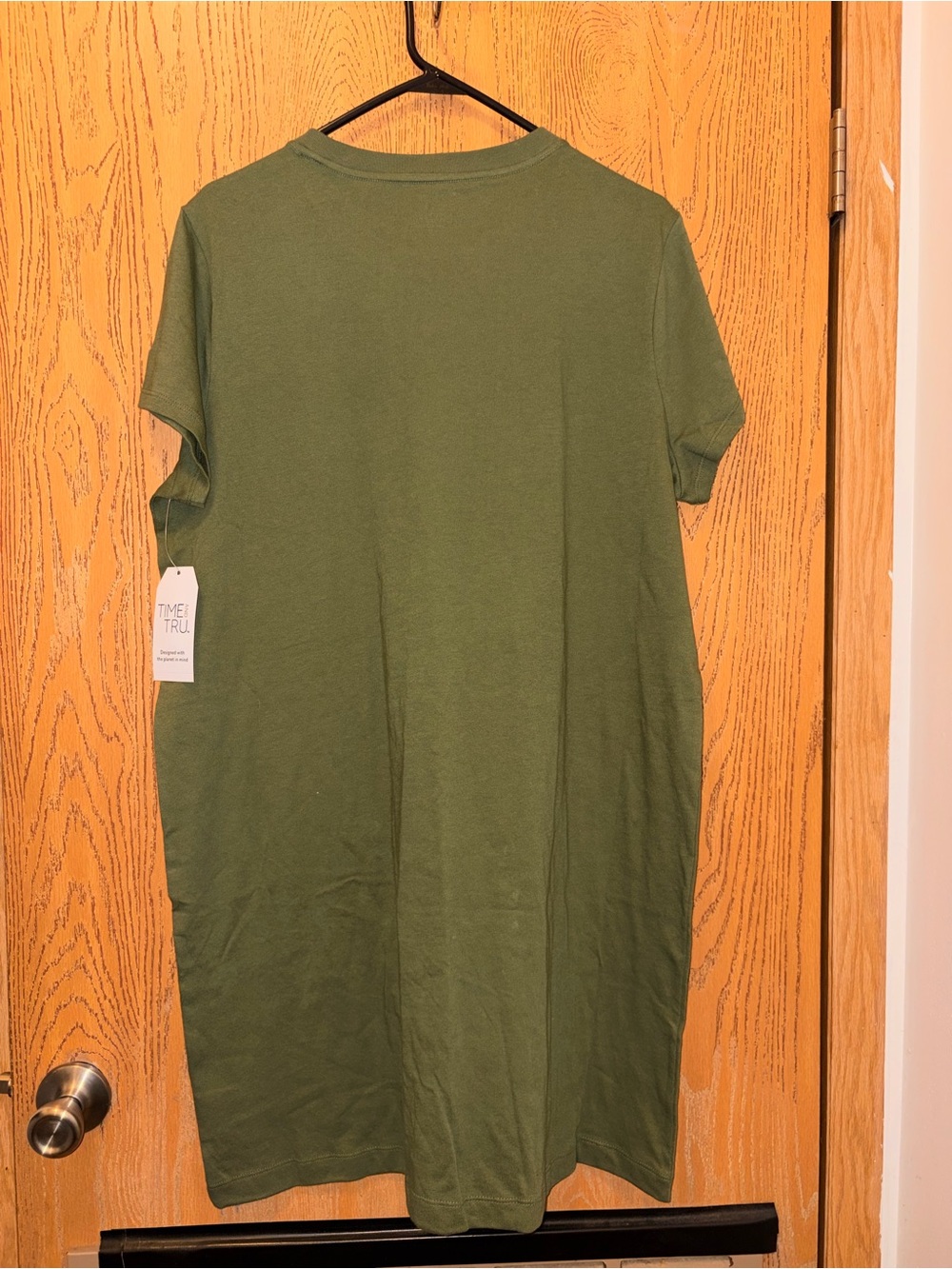 Time and Tru Men’s Olive Green Crewneck T-Shirt dress - Picture 3 of 3